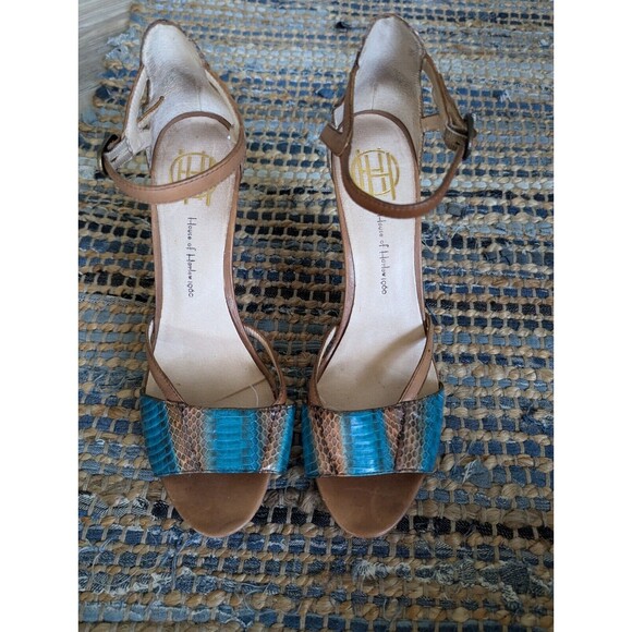 House of Harlow 1960 Blue and Brown Heeled Sandals - Picture 3 of 12